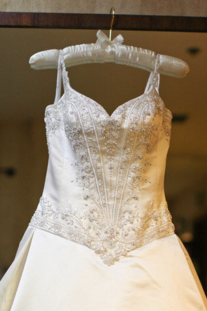 wedding dress on hanger