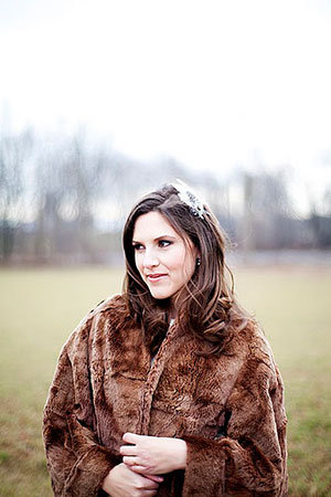 bride with fur shrug