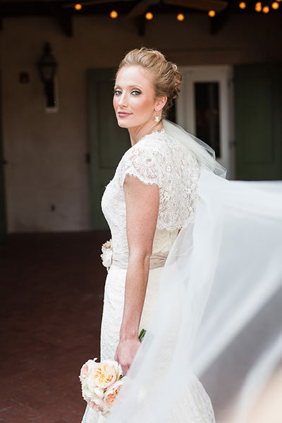 bride with lace shrug