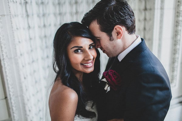 multi-cultural bride and groom