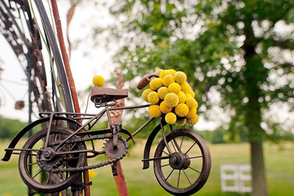 bicycle with yellow flowers 