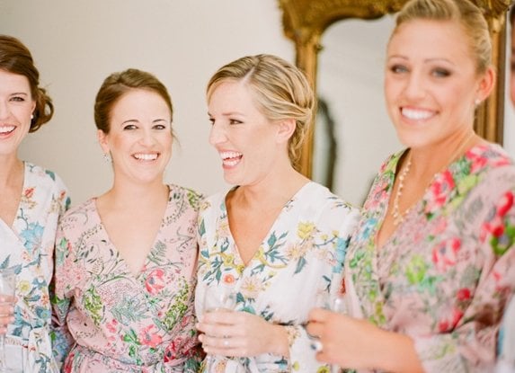 bridesmaids wearing robes