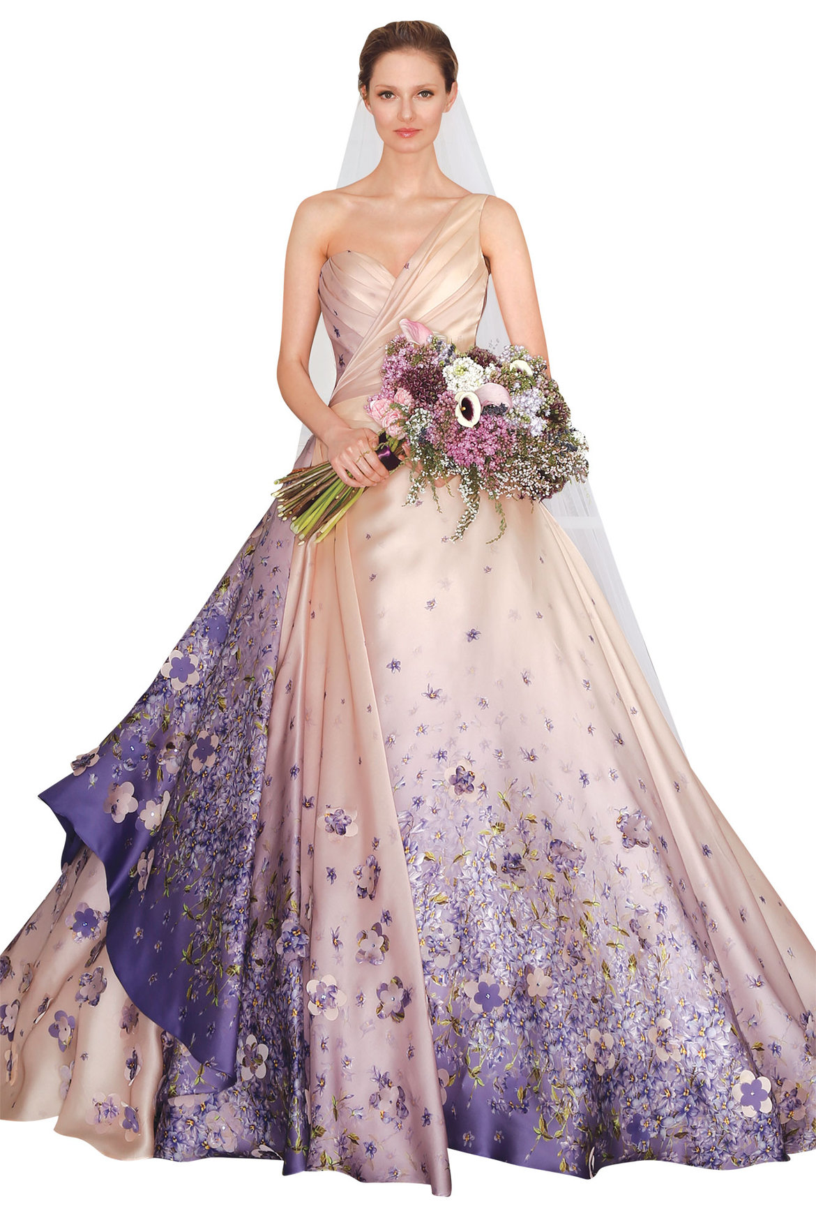 purple floral wedding dress