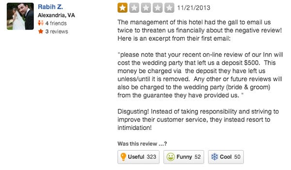 negative wedding vendor reviews