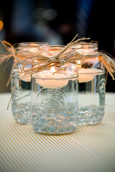 mason jars with candles