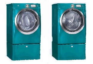 Electrolux 27” front-load washer and dryer with Wave-Touch controls specifically in Turquoise Sky