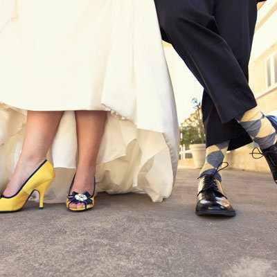 bride shoes grooms socks