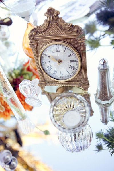 antique clock wedding centerpiece