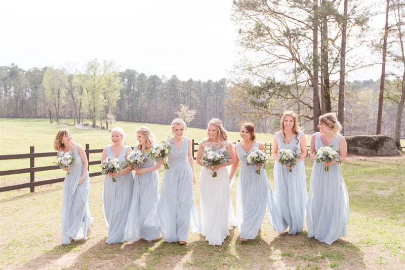 muted blue bridesmaid dresses