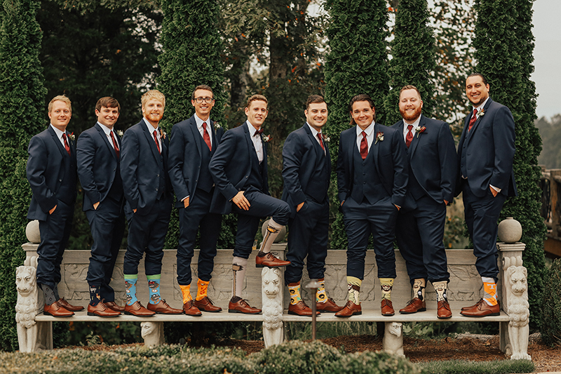 red tie wedding guest