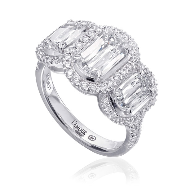 L’Amour Crisscut® Original Three-Stone Halo