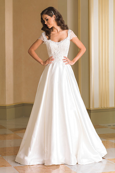 scoop neck wedding dress