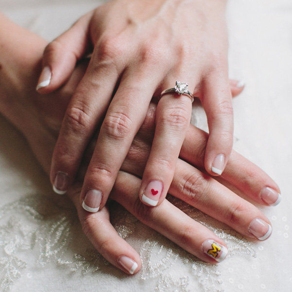 Heart and College Nail Art