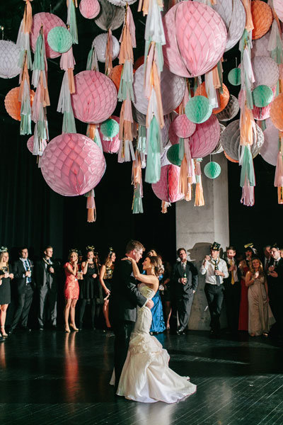 honeycomb wedding ceiling decor