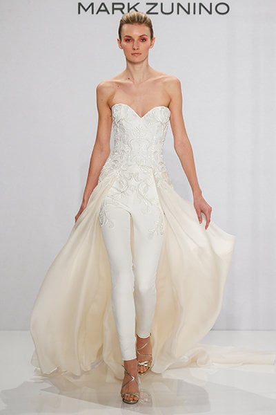 Wedding jumpsuit - Silk embroidered bodice and silk stretch-crepe pant with organza overskir