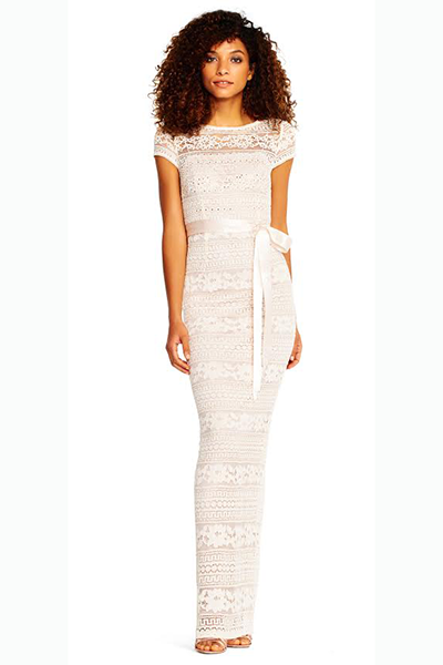 Adrianna Papell Lace Sheath Bow Belt