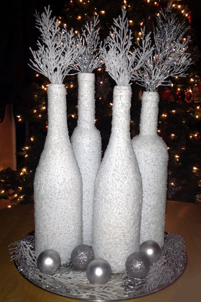 Snow-Covered Wine Bottles