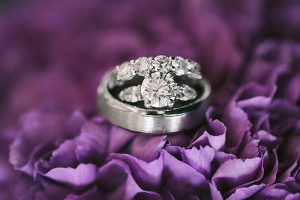 Three-Stone Engagement Ring & Wedding Bands Three-Stone Engagement Ring & Wedding Bands
