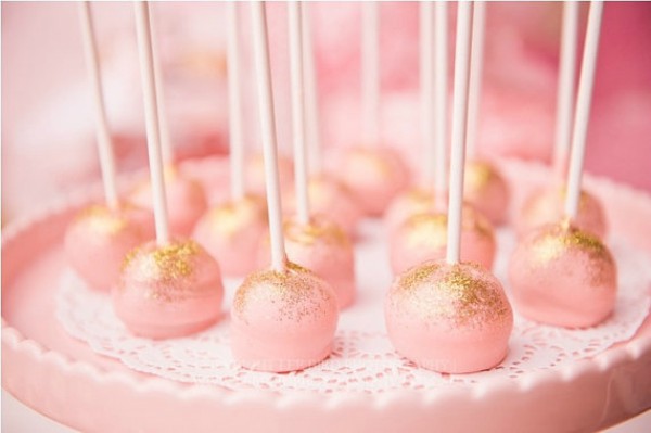 Pink and Gold Glitter Cake Pops