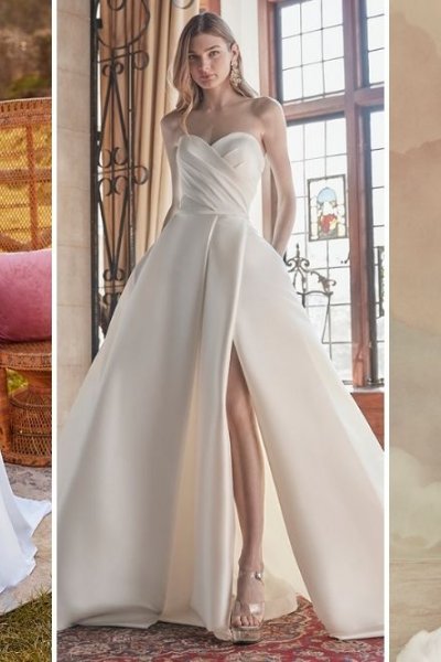 thigh high slit wedding gown