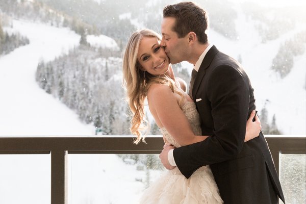 winter wedding bride and groom