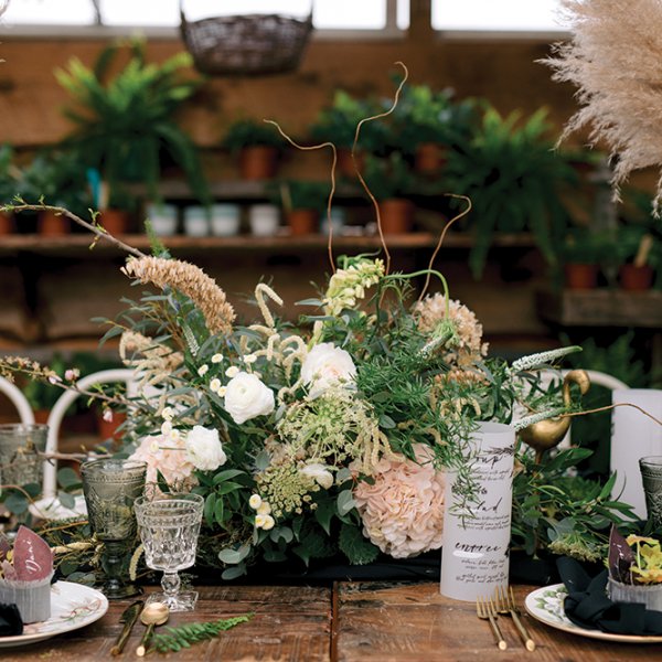 Rustic wedding reception decor