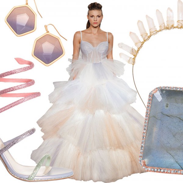 Watercolor wedding gowns and accessories