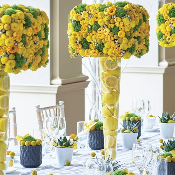 yellow and gray wedding color palette