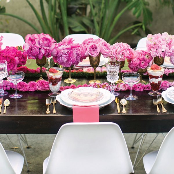 pink wedding tablescape