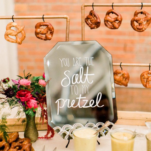Soft pretzel station with cheese dip