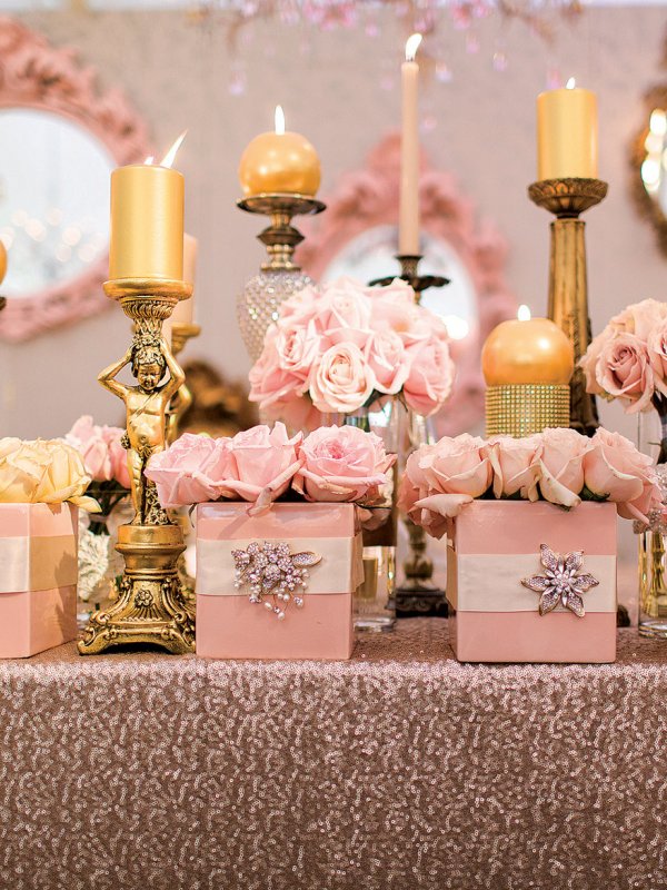 Pink wedding reception decorations