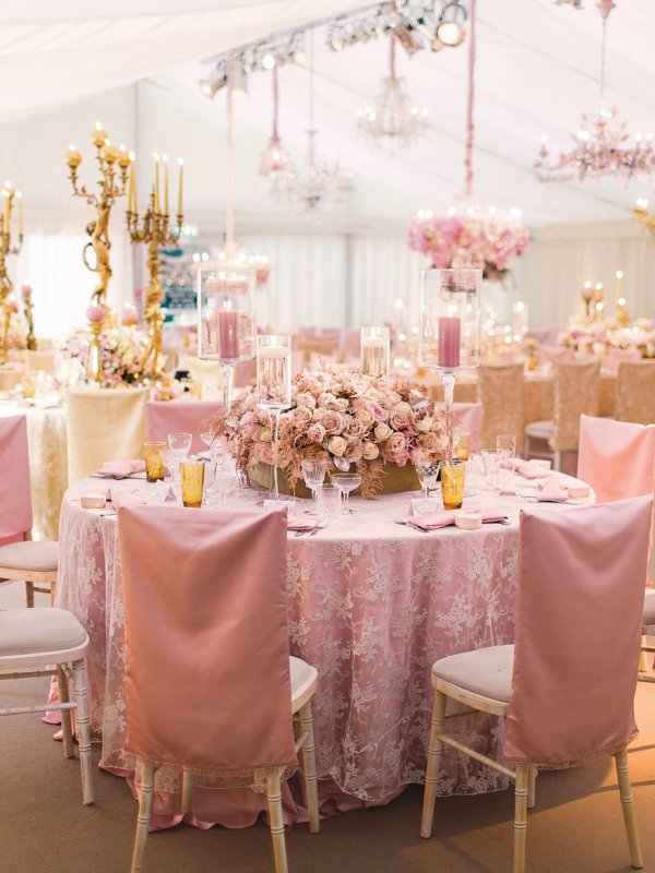 Pink wedding reception decorations