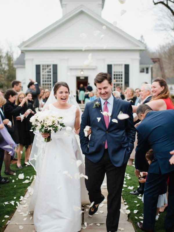 Alison and Brendan Hunting for Happily Ever After Bride and Groom Exiting Wedding Ceremony