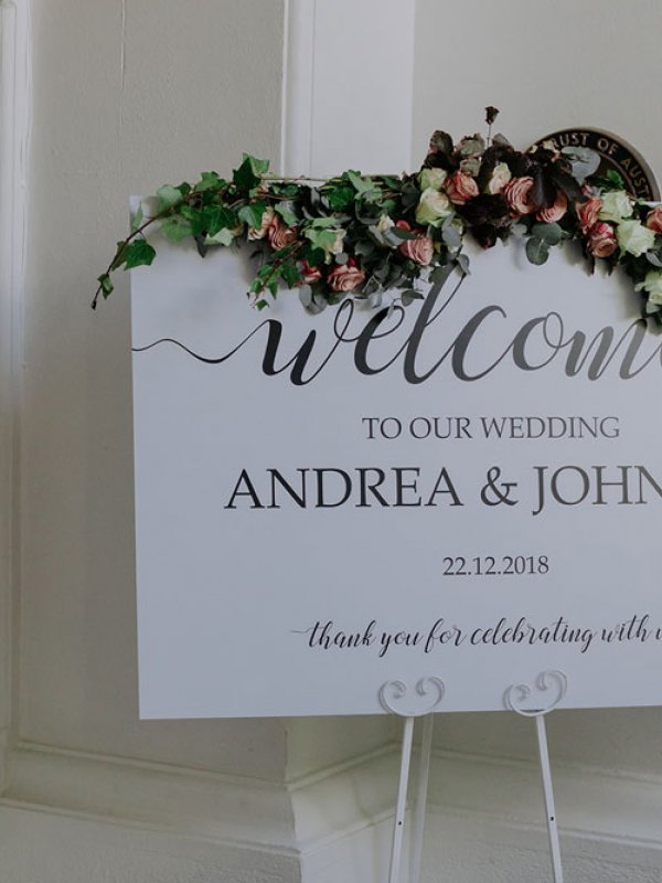 Andrea And Johnny Welcome Sign