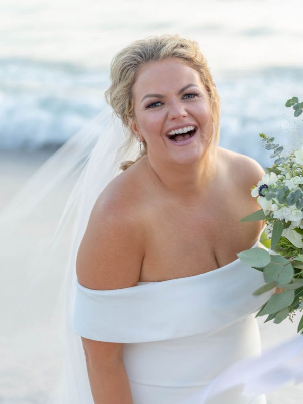 beach wedding bride
