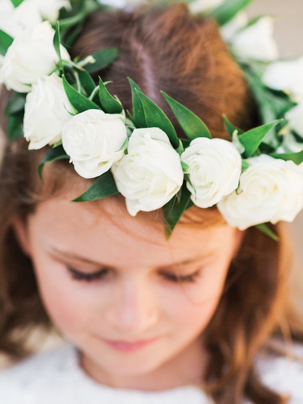 flower girl with floral wreath crown