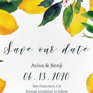 lemon save the date card