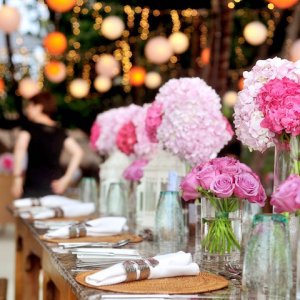 Pink wedding centerpieces