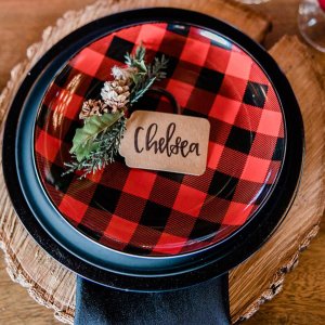 Buffalo check wedding place setting