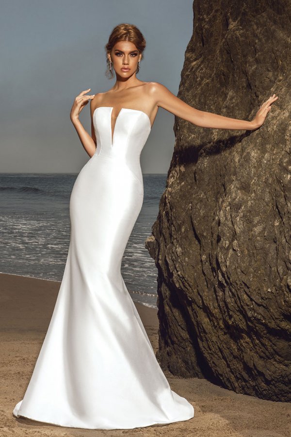 plain silk wedding gown
