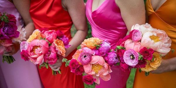 colorful bridesmaid bouquets